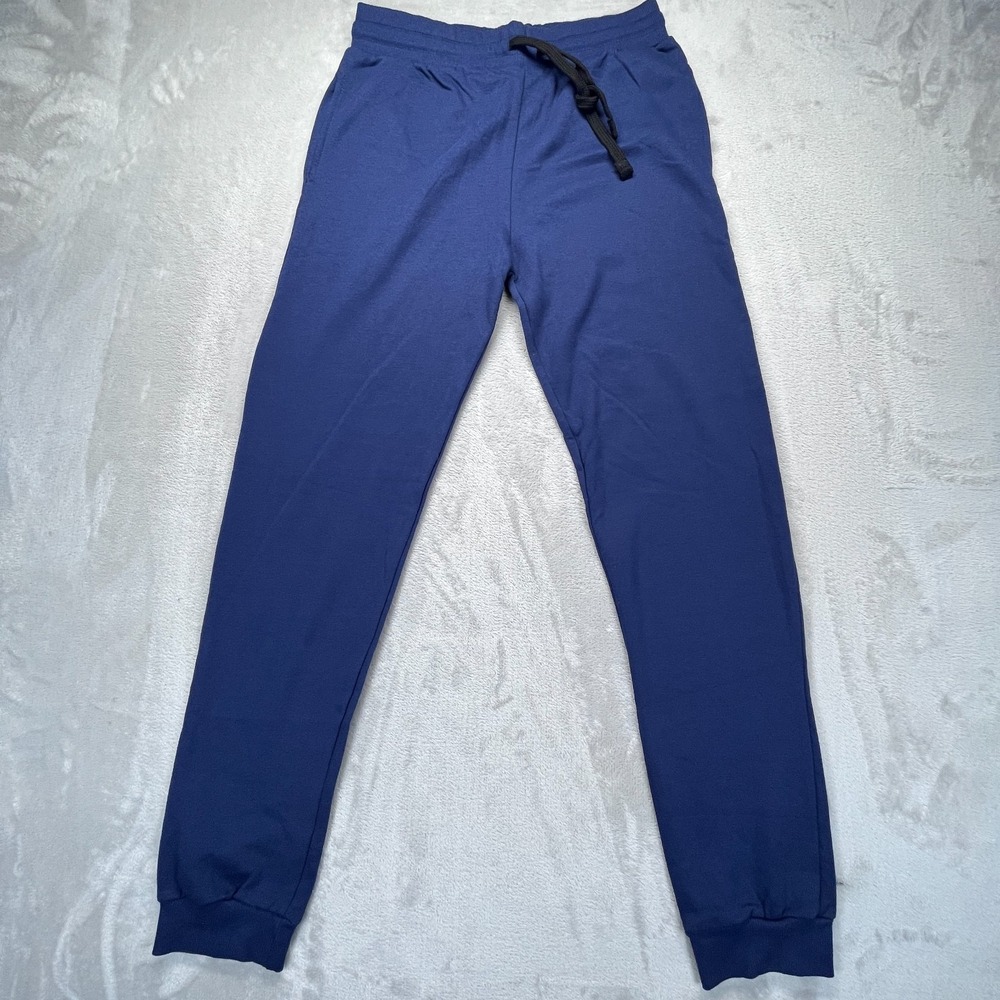 Real Essentials Jogger Pants Mens XL Blue Fleece Lined Drawstring Tapered Leg